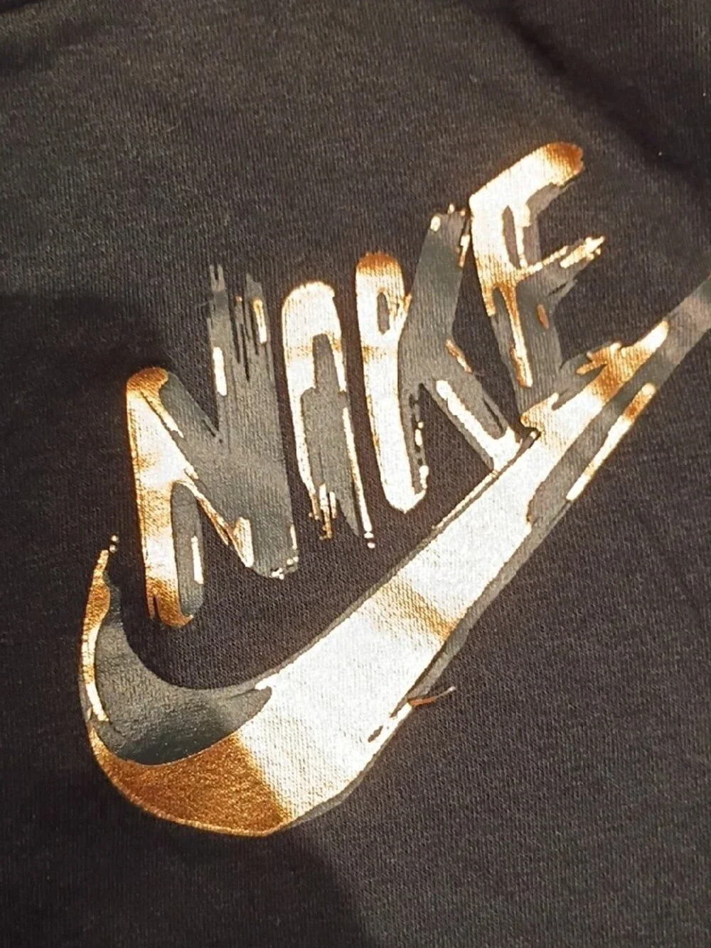 Nike Black Hoodie with Metallic Gold Swoosh